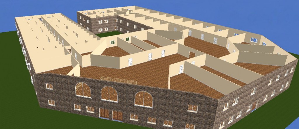 3D view, with roof removed. Note that entrance will open to the 2nd story at the entrance.